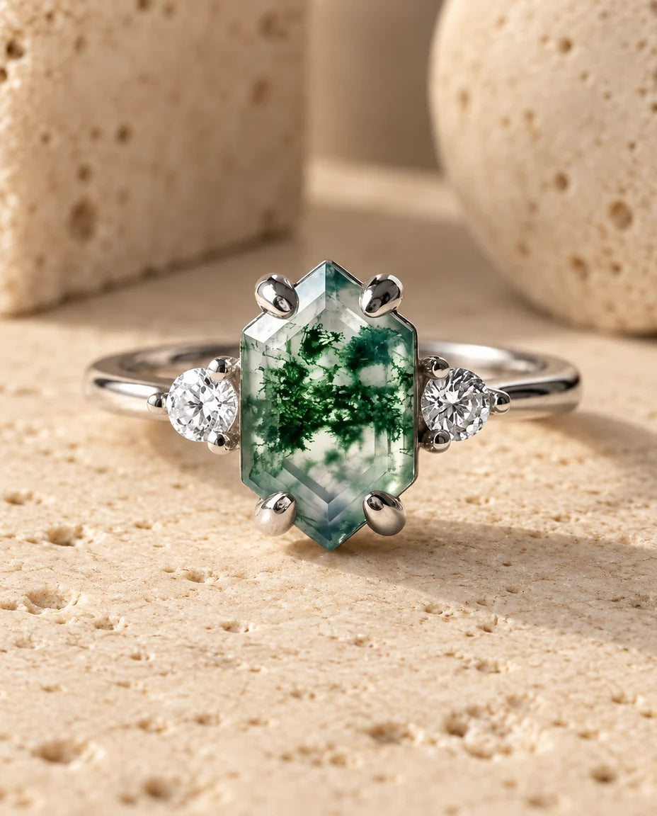 Bague Agate Mousse - vue de face