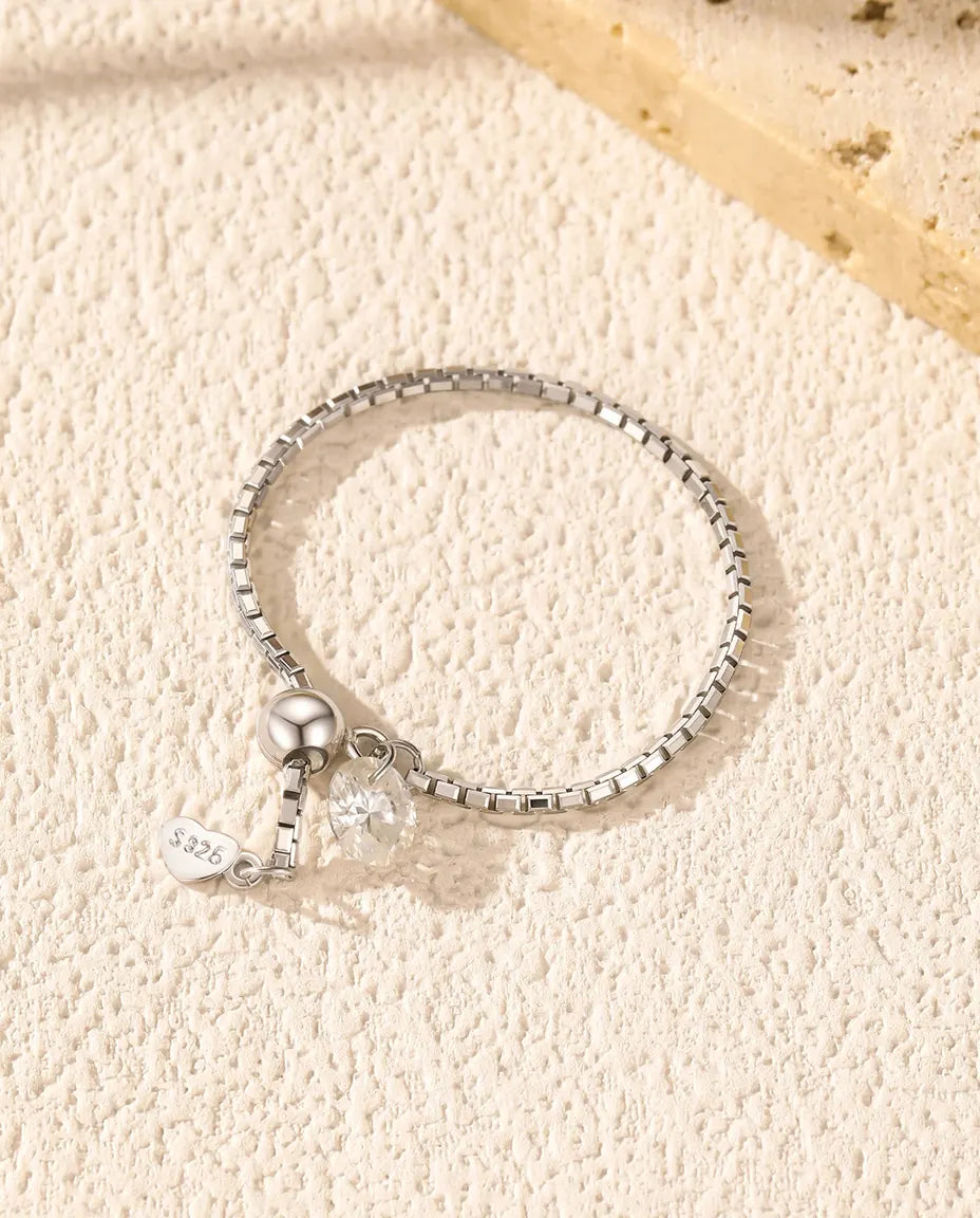Bague Moissanite – Anneau Chaîne Vénitienne Ajustable avec Pierre Couleur D, Argent 925, Bague Fine pour Femme
