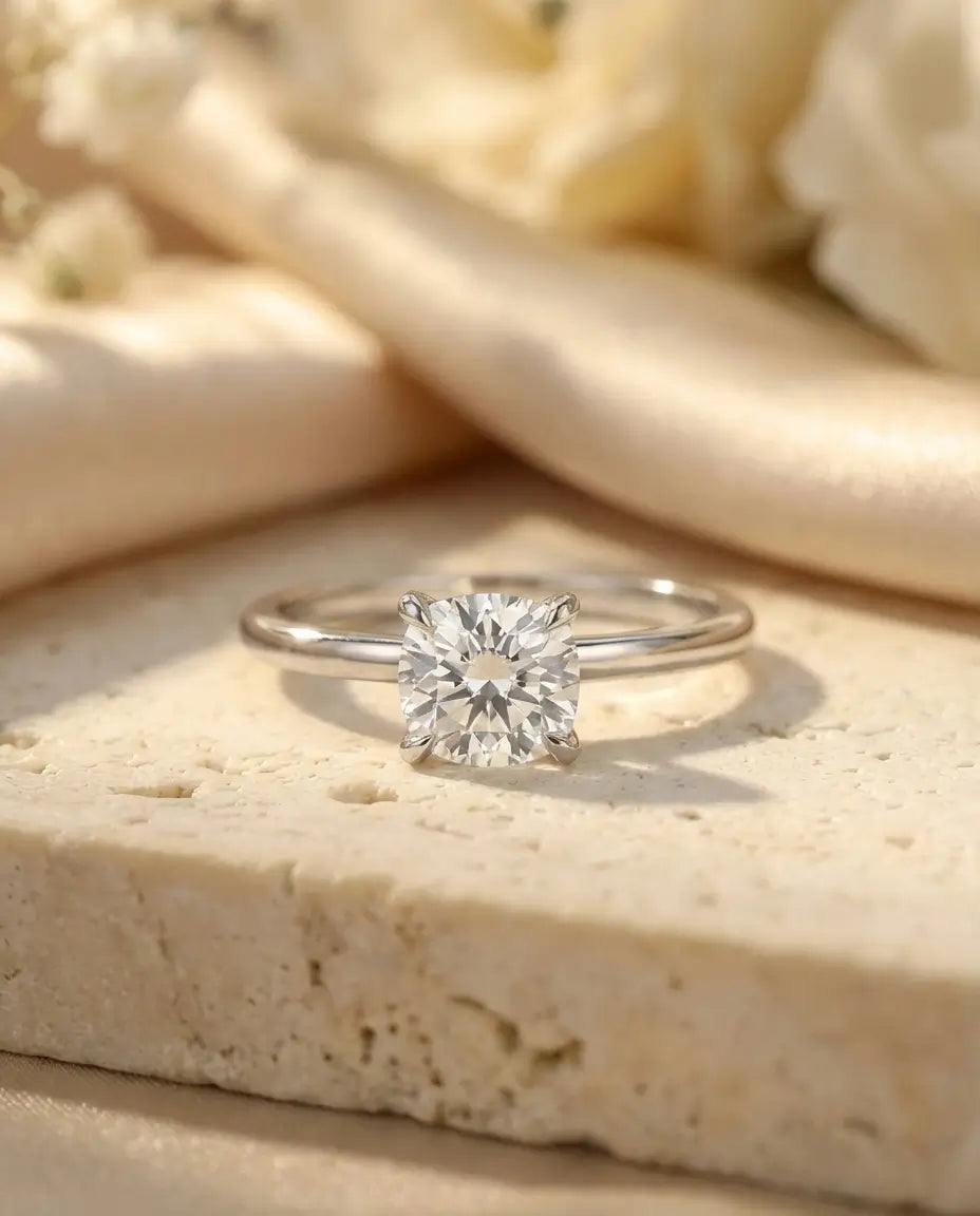 Bague Moissanite – Solitaire Coussin Carré 1 ct, Argent Sterling 925 Minimaliste, Bague de Fiançailles pour Elle