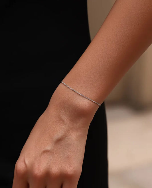 Bracelet Chaîne Satellite en Argent 925 - porté au poignet