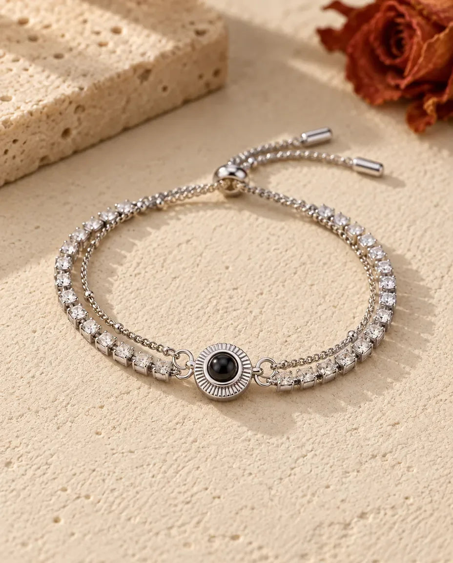 Bracelet Photo - vue de face en argent