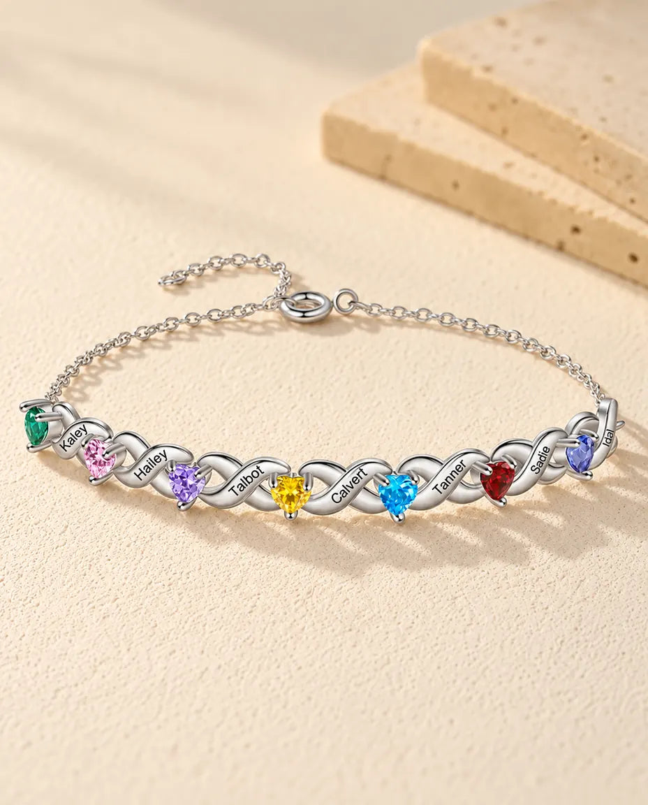 Bracelet Pierres de Naissance Personnalisé - vue de face