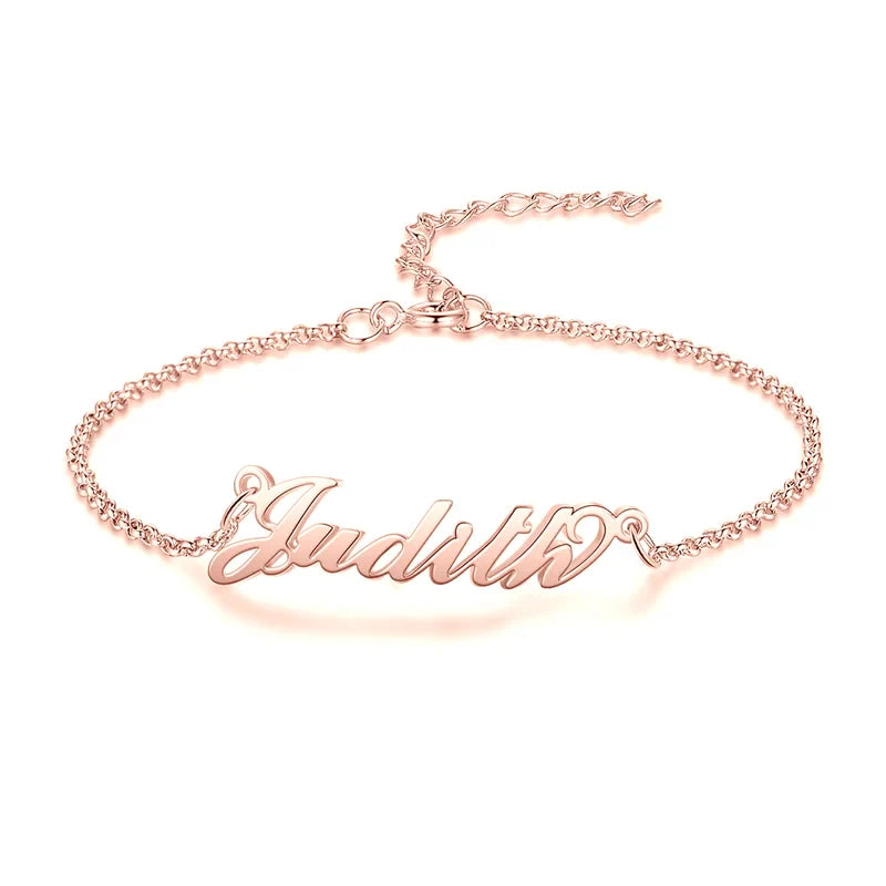 Bracelet Personnalisé Femme – Prénom au Choix, Finition Argentée, Dorée ou Or Rose, Cadeau pour Elle, Maman, Anniversaire