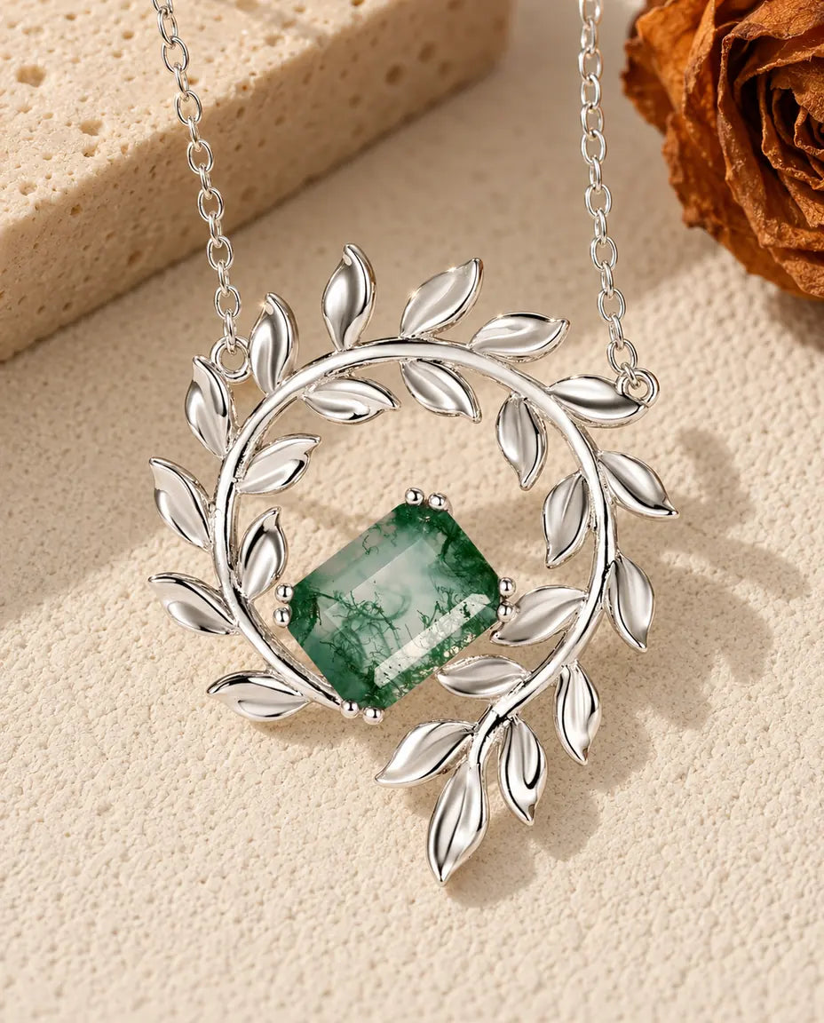 Collier Agate Mousse - vue de face