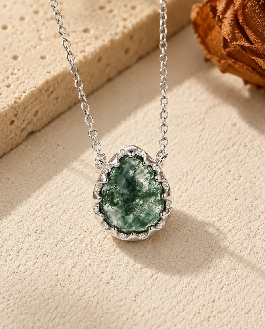 Collier Agate Mousse - vue de face