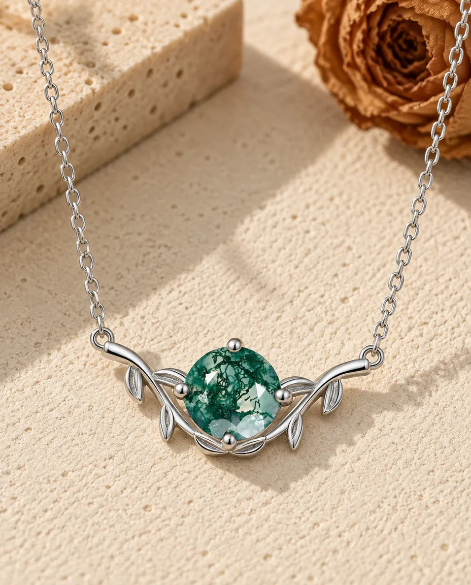 Collier Agate Mousse - vue de face
