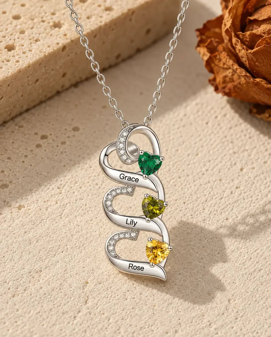 Collier Pierre de Naissance Personnalisé - vue de face en argent