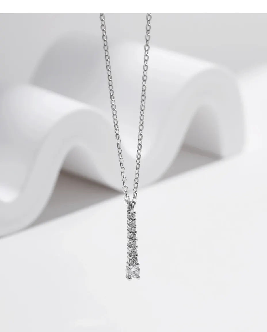 Collier Moissanite en Y – chute de pierres graduées couleur D VVS1 en argent 925