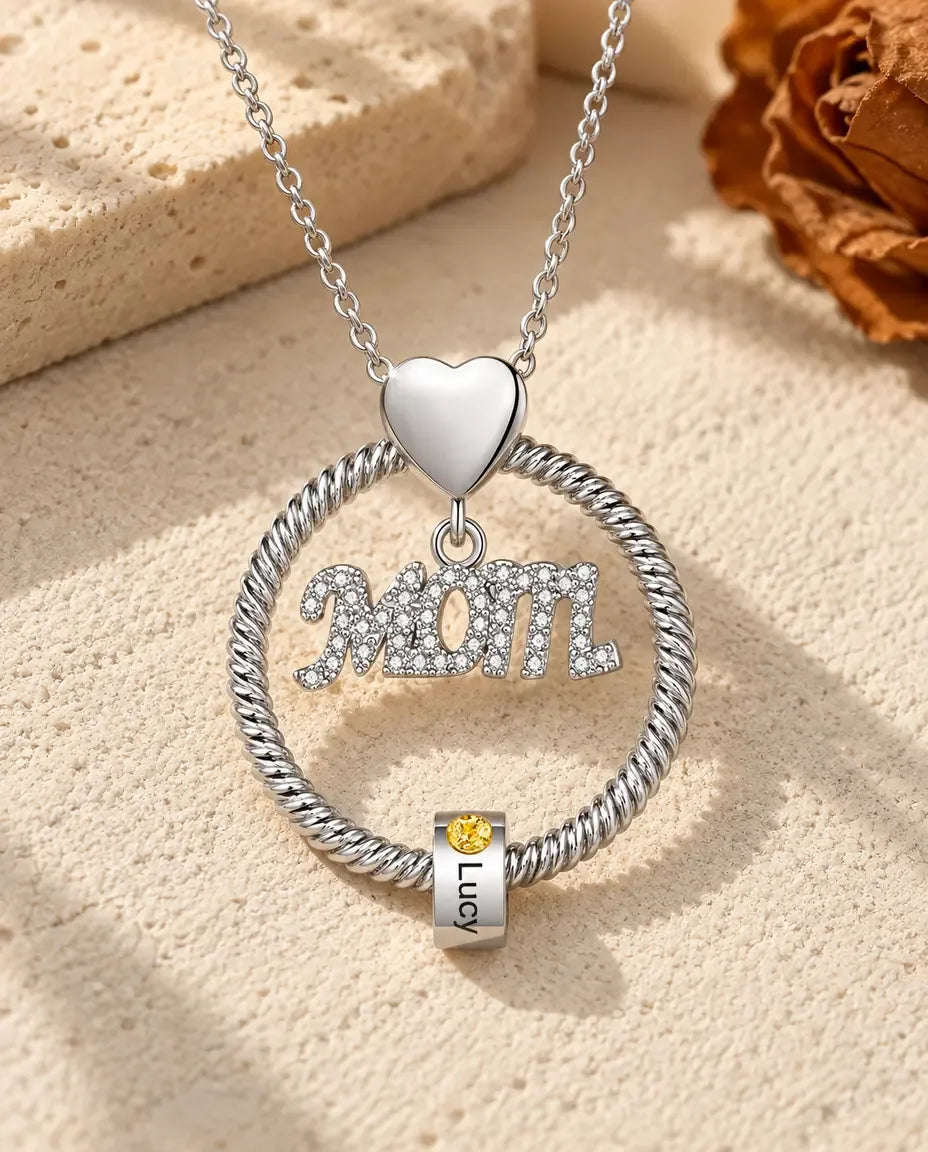 Collier Personnalisé Maman - vue de face en argent