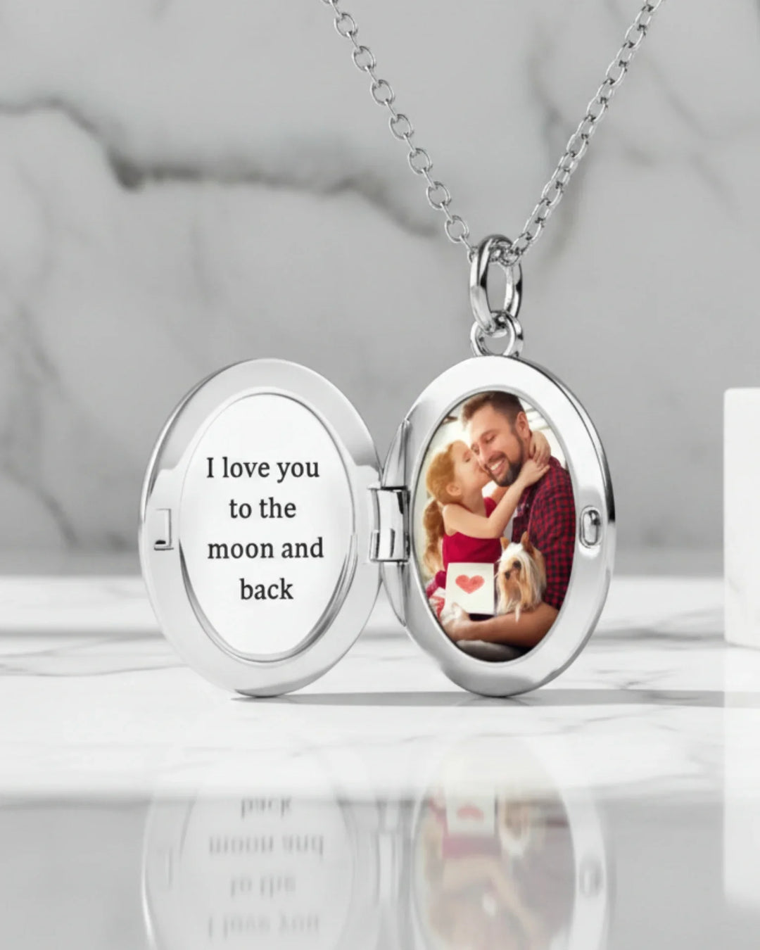 Collier avec Photo – Médaillon Ovale Gravé en Argent Sterling 925, Photo à l'Intérieur, Cadeau pour Elle, Anniversaire