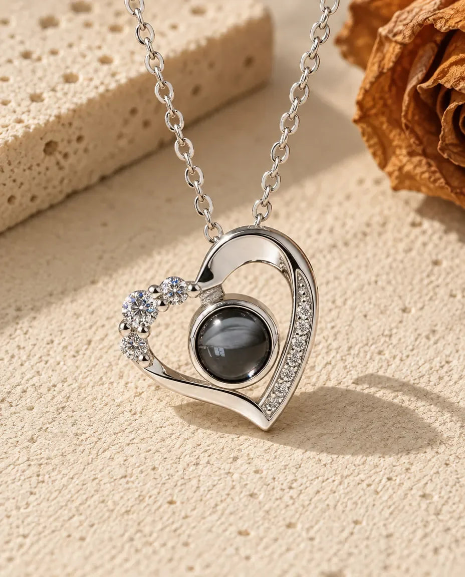 Collier avec Photo - vue de face en argent