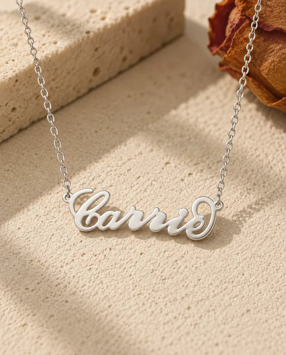 Collier Prénom - vue de face en argent