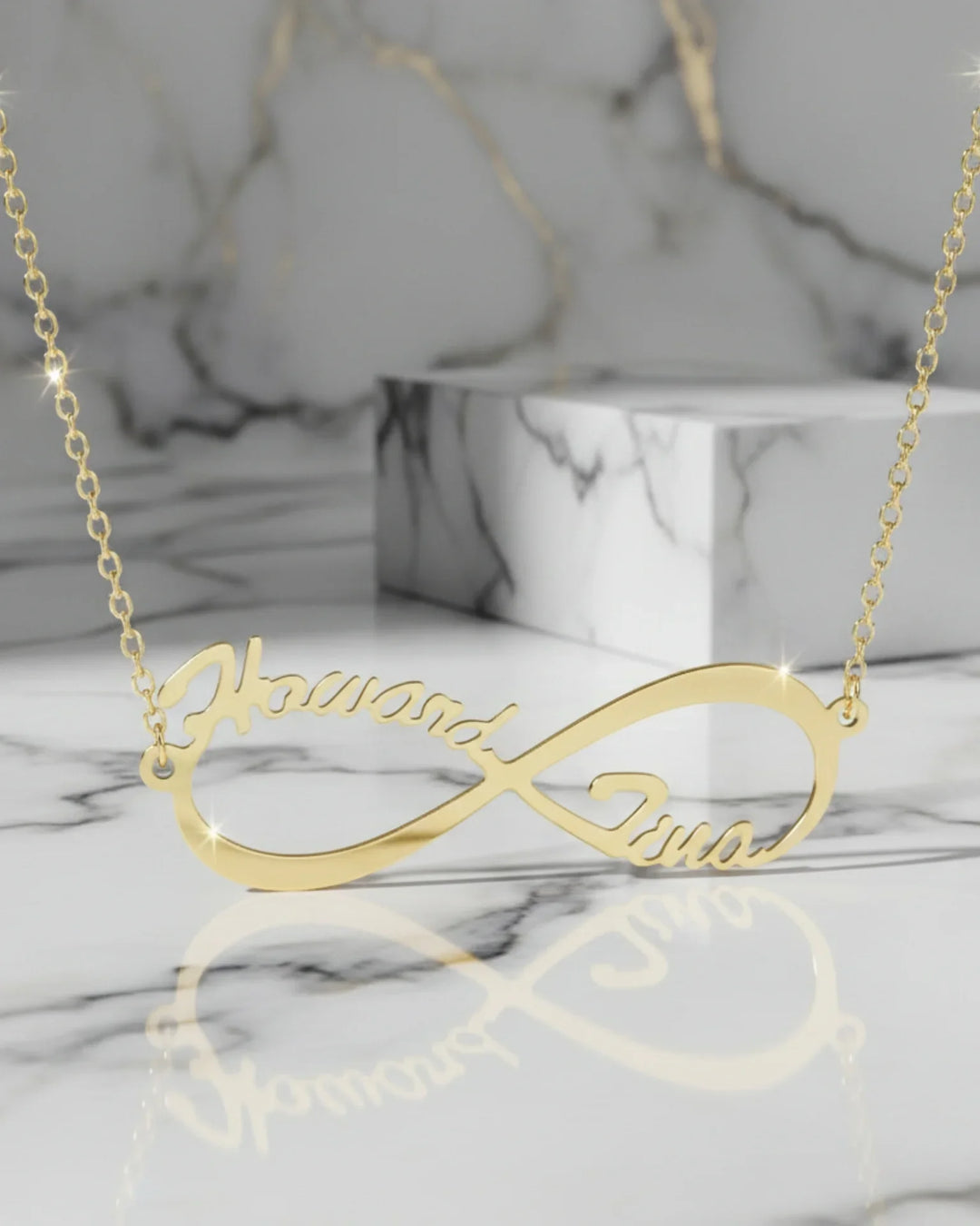 Collier Prénom Infini – Argent Sterling 925, Deux Prénoms Gravés, Cadeau pour Elle, Anniversaire de Couple