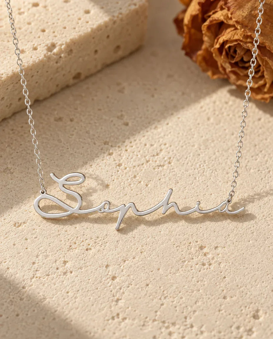 Collier Prénom Personnalisé - vue de face en argent