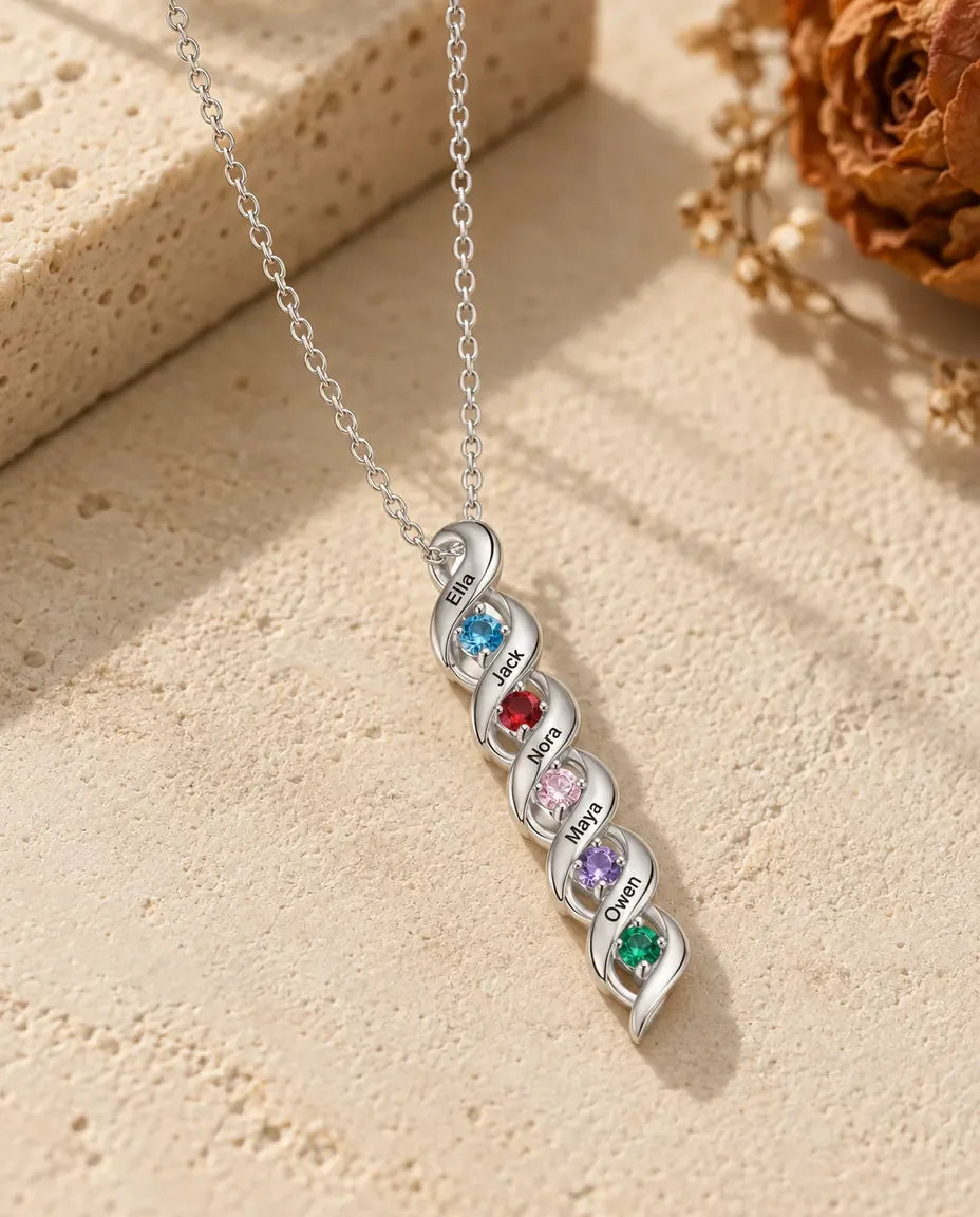 Collier Personnalisé Spirale - vue de face en argent