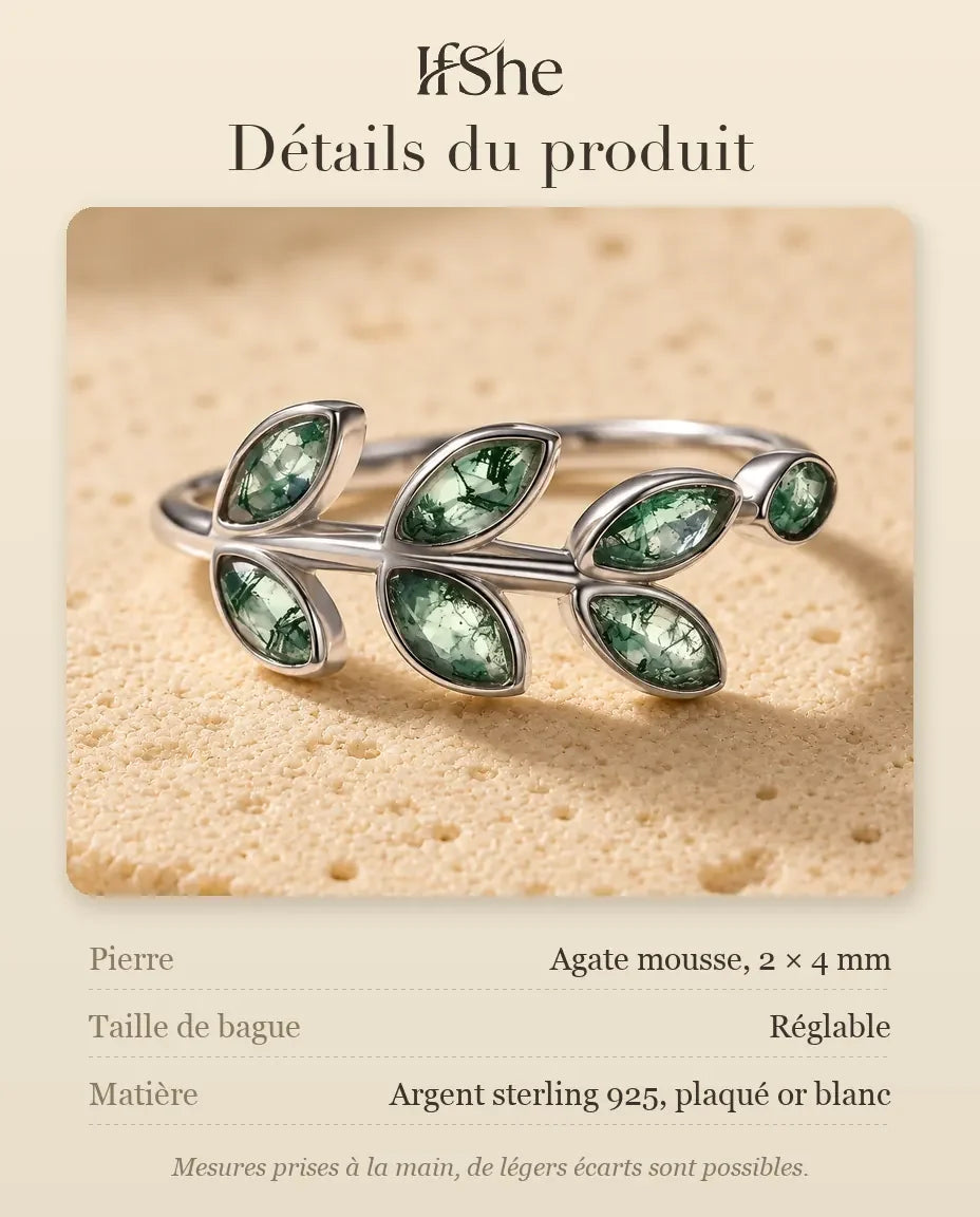 Bague Agate Mousse - dimensions et matière