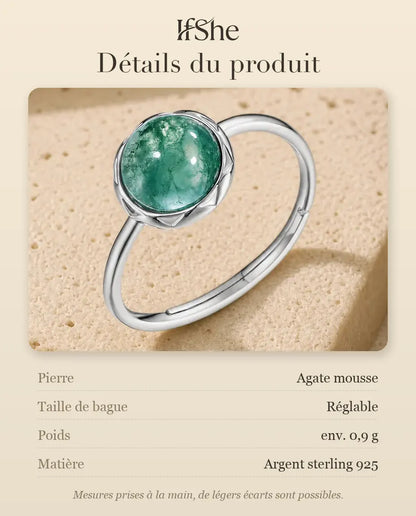 Bague Agate Mousse - dimensions et matière