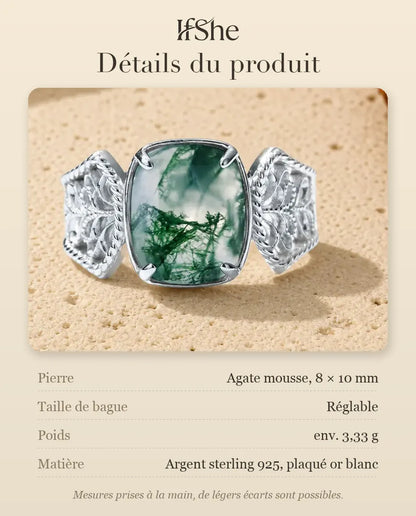 Bague Agate Mousse - dimensions et matière