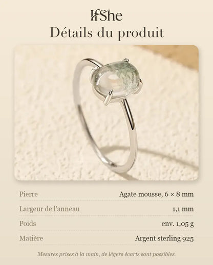 Bague Agate Mousse - dimensions et matière