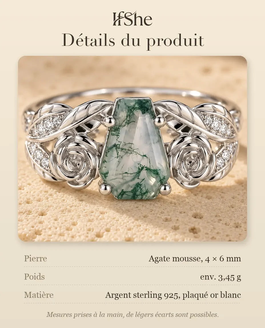 Bague Agate Mousse - dimensions et matière