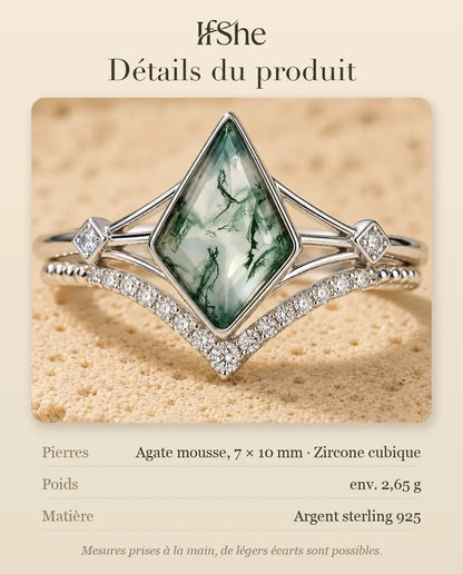 Bague Agate Mousse - dimensions et matière