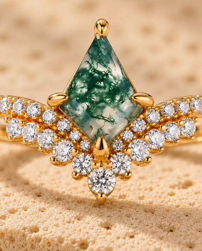 Bague Agate Mousse - gros plan de la pierre