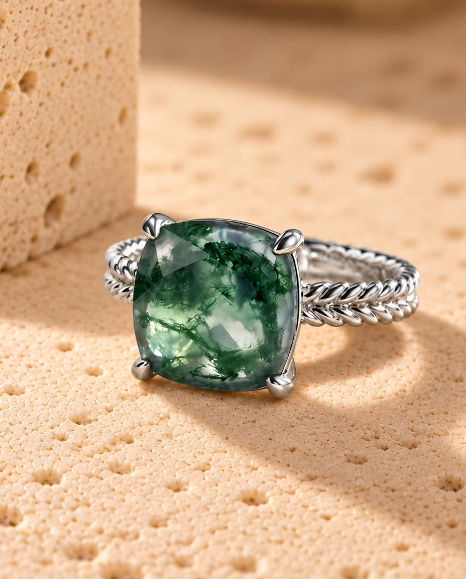 Bague Agate Mousse - vue de face