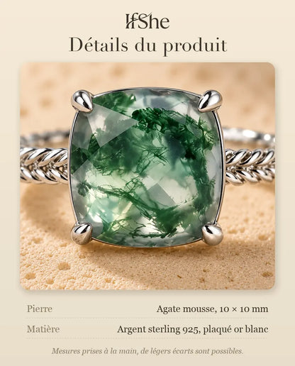 Bague Agate Mousse - dimensions et matière