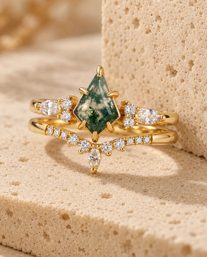 Bague Agate Mousse - la parure complète
