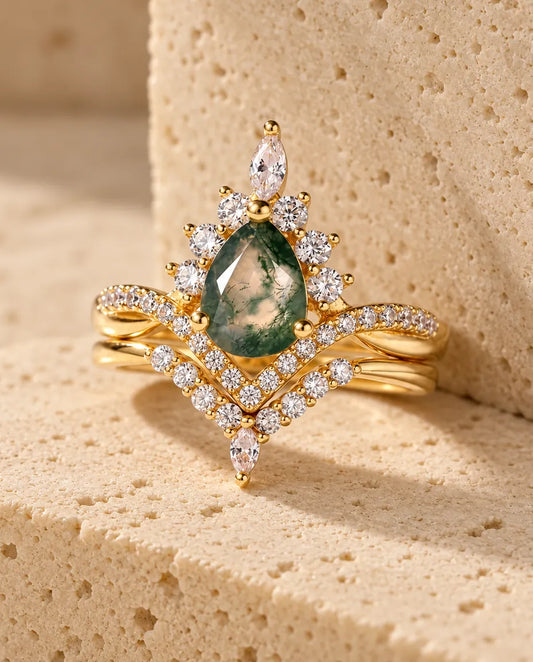 Bague Agate Mousse - la parure complète