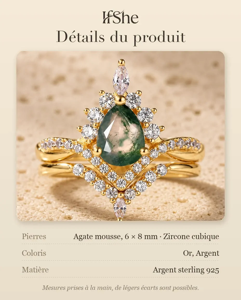 Bague Agate Mousse - dimensions et matière