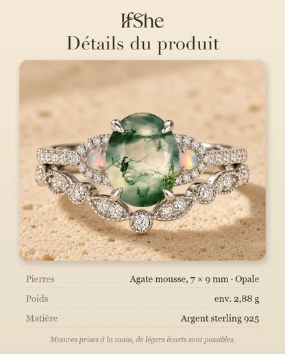 Bague Agate Mousse - dimensions et matière