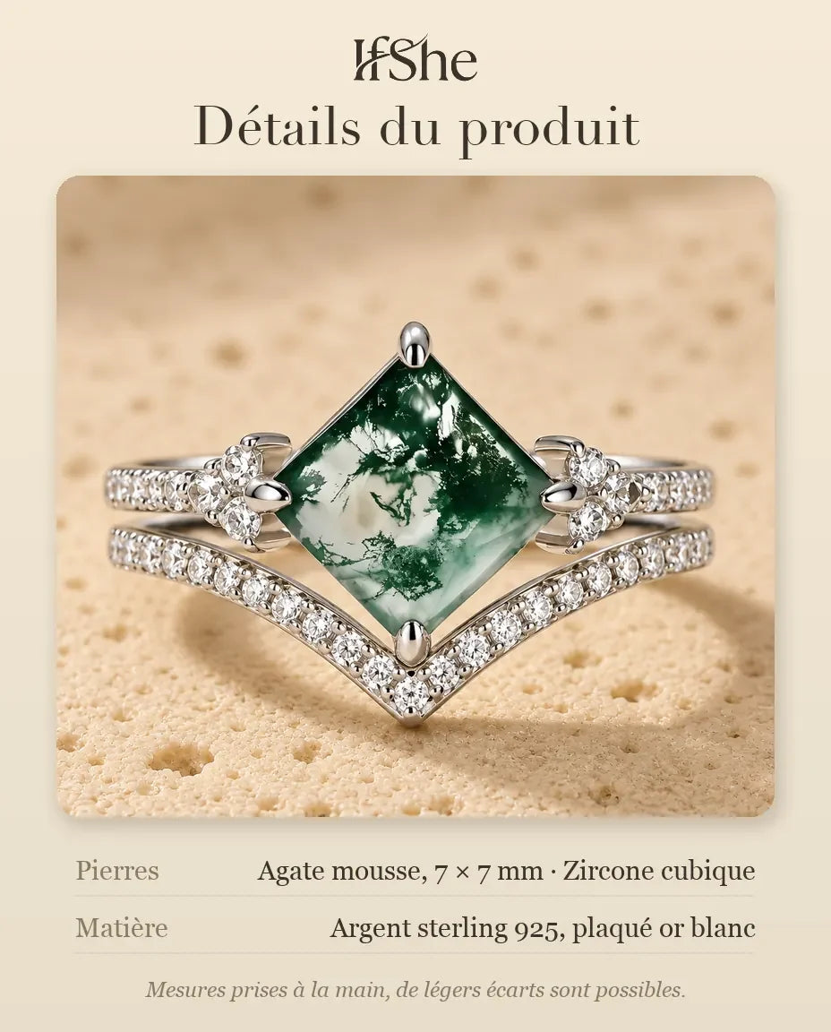 Bague Agate Mousse - dimensions et matière