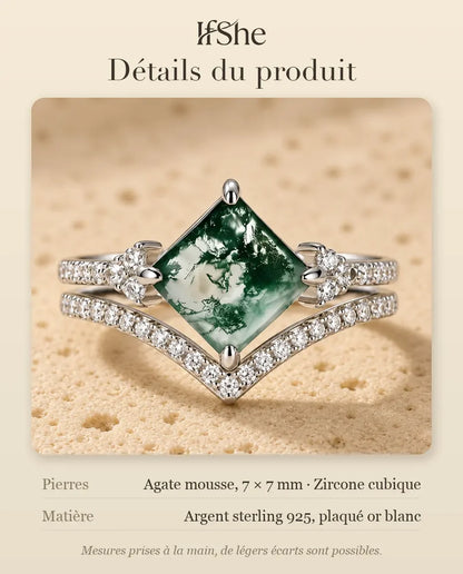 Bague Agate Mousse - dimensions et matière