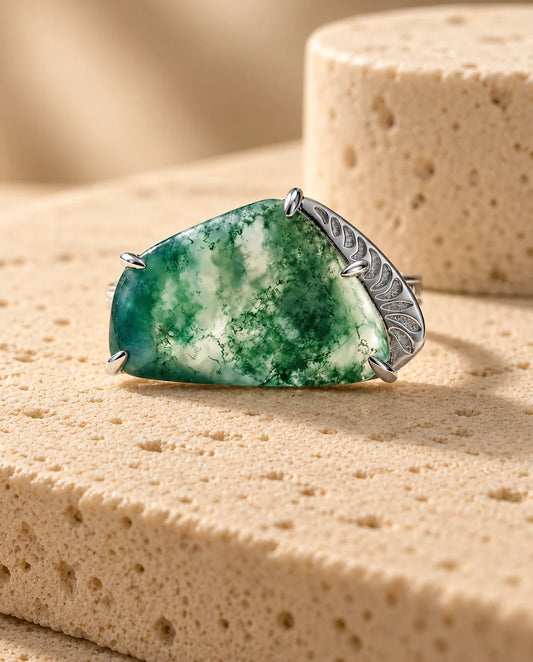 Bague Agate Mousse - vue de face