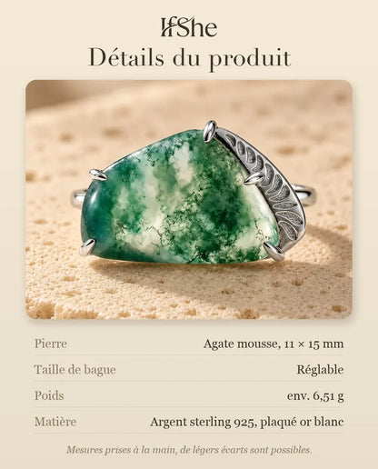 Bague Agate Mousse - dimensions et matière