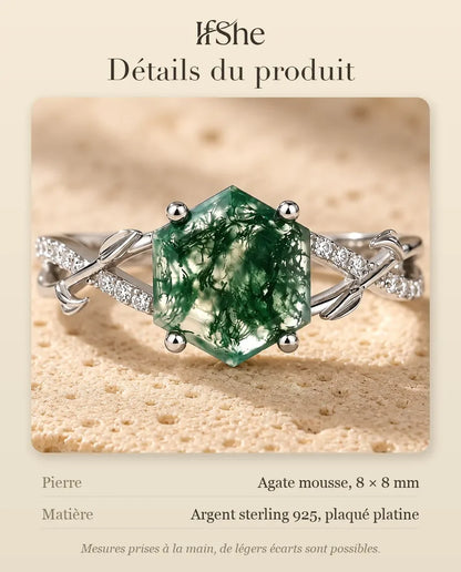 Bague Agate Mousse - dimensions et matière