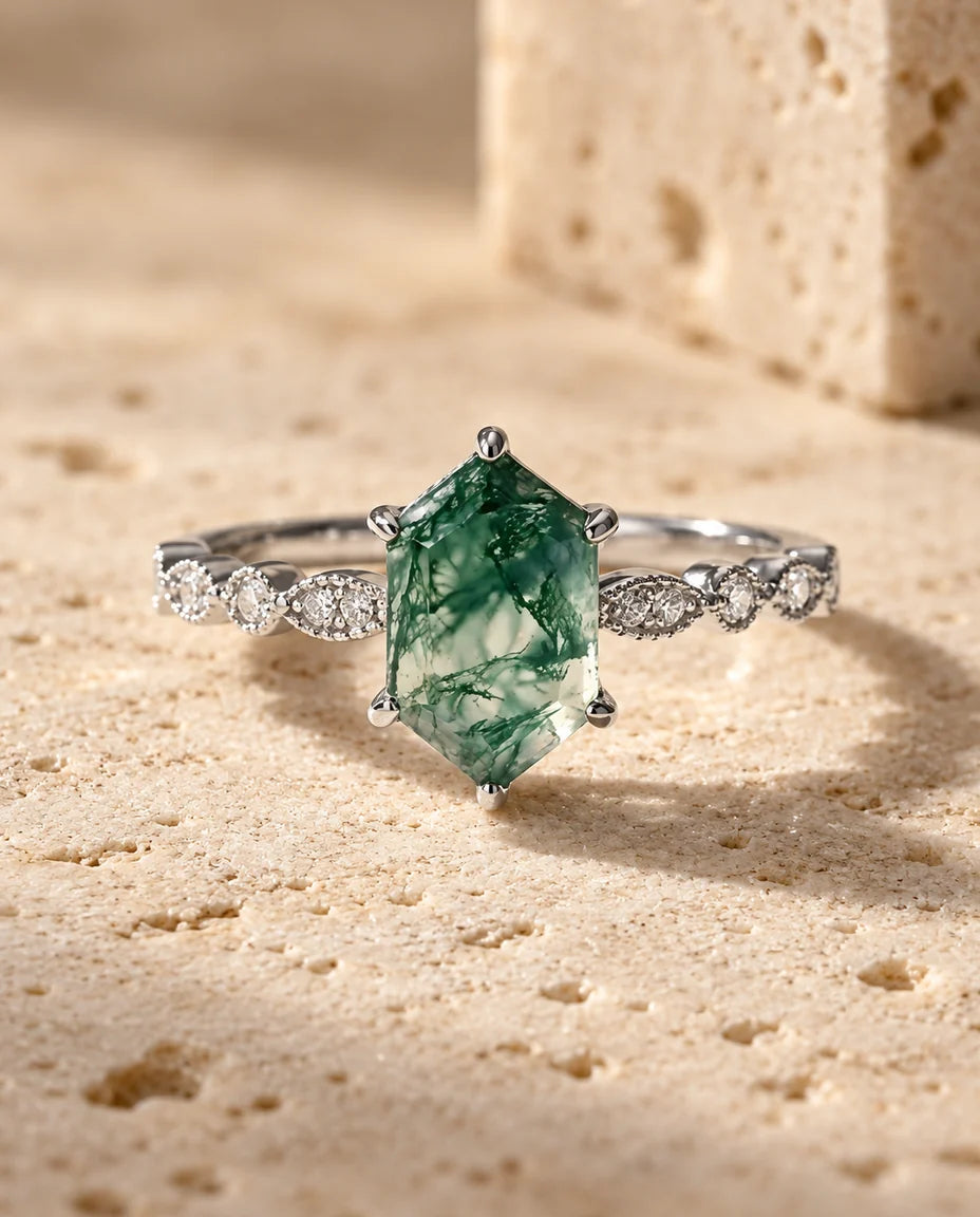 Bague Agate Mousse - vue de face
