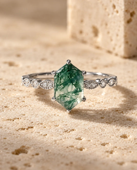 Bague Agate Mousse - vue de face