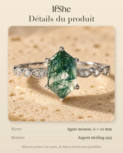 Bague Agate Mousse - dimensions et matière
