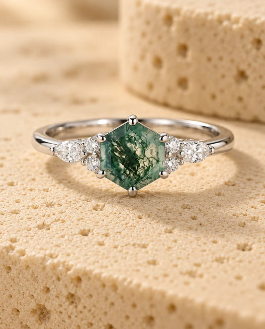 Bague Agate Mousse - vue de face