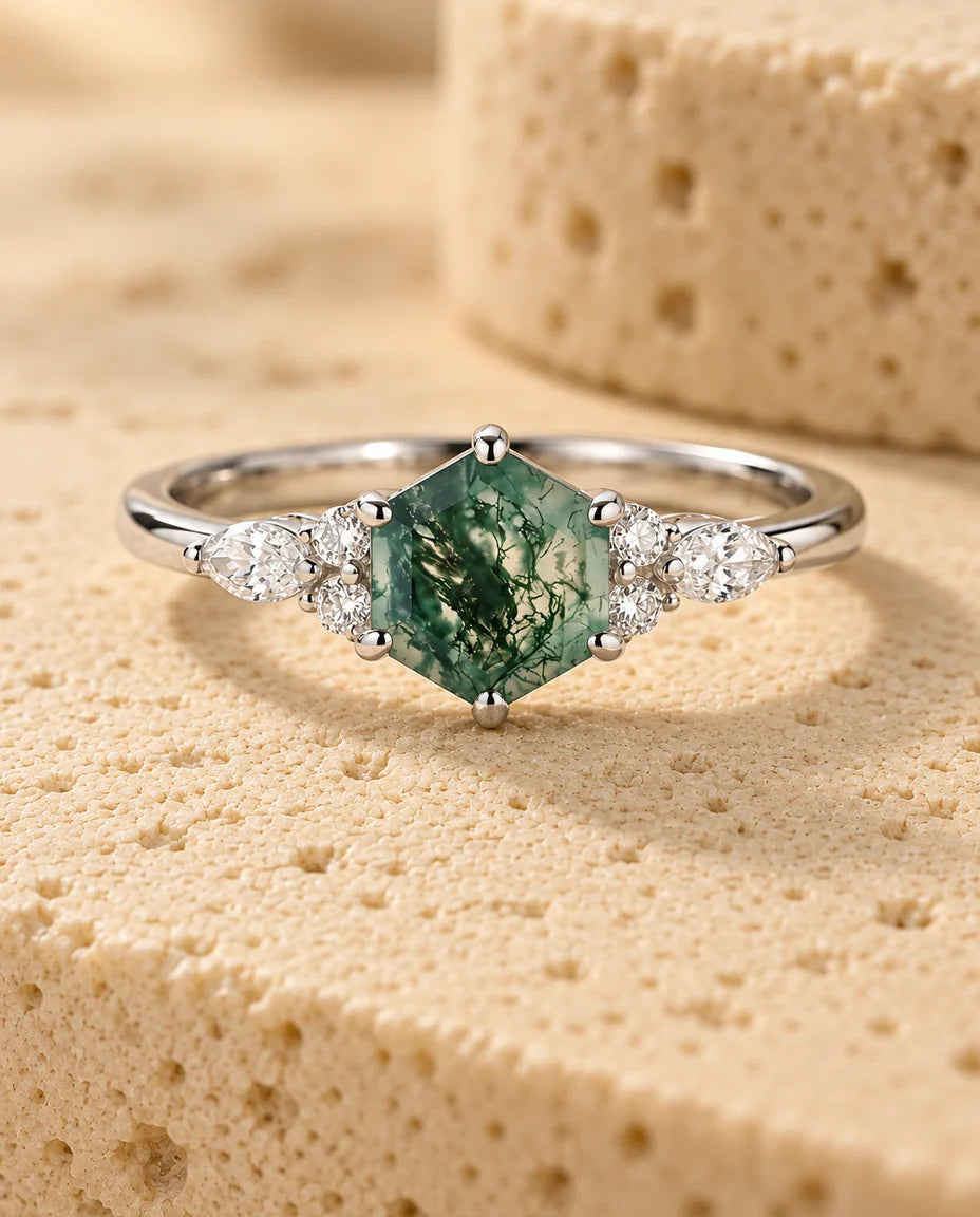 Bague Agate Mousse - vue de face