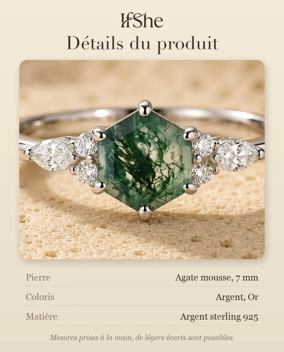 Bague Agate Mousse - dimensions et matière