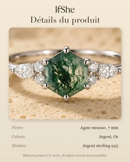 Bague Agate Mousse - dimensions et matière