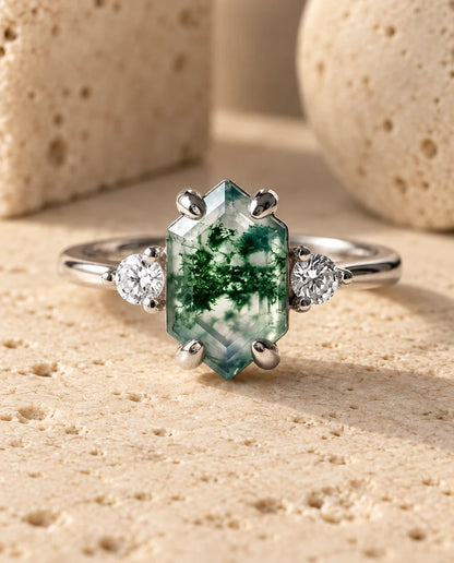 Bague Agate Mousse - vue de face