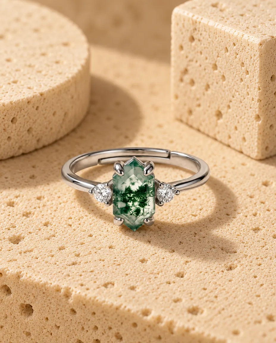 Bague Agate Mousse - vue de dessus