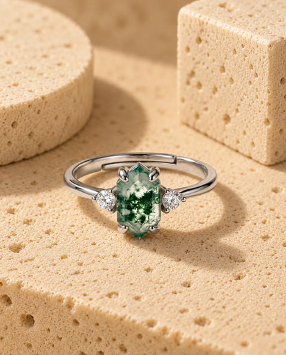Bague Agate Mousse - vue de dessus