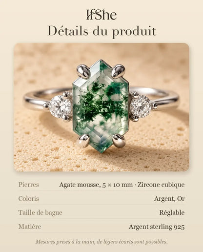 Bague Agate Mousse - dimensions et matière