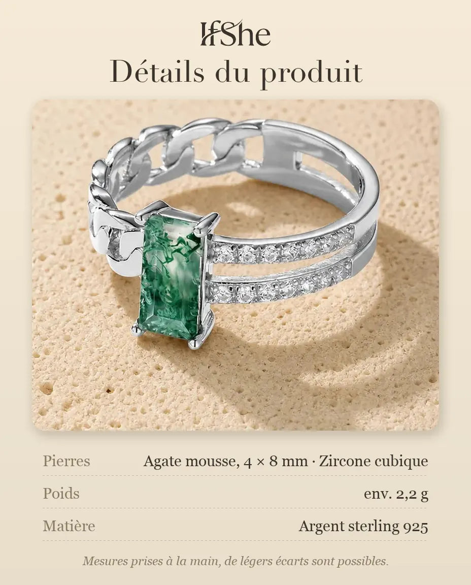 Bague Agate Mousse - dimensions et matière