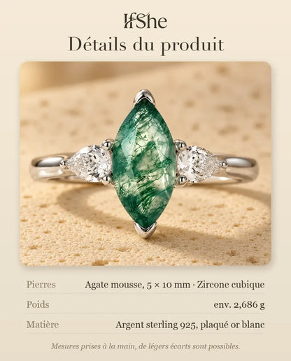 Bague Agate Mousse - dimensions et matière